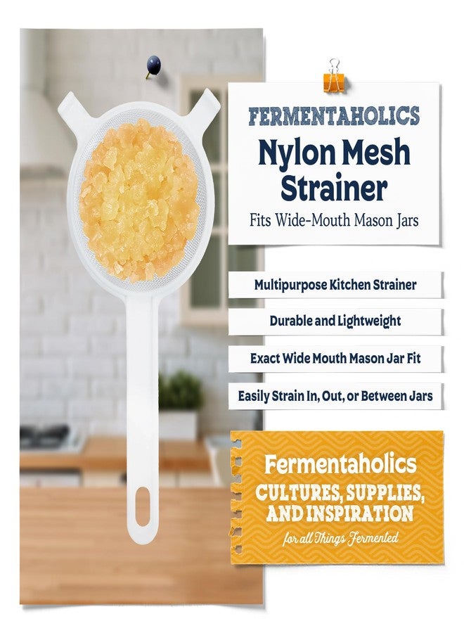 Fermentaholics Nylon Mesh Strainer for Wide Mouth Jar, White - 3" - 2-pk - Image 5