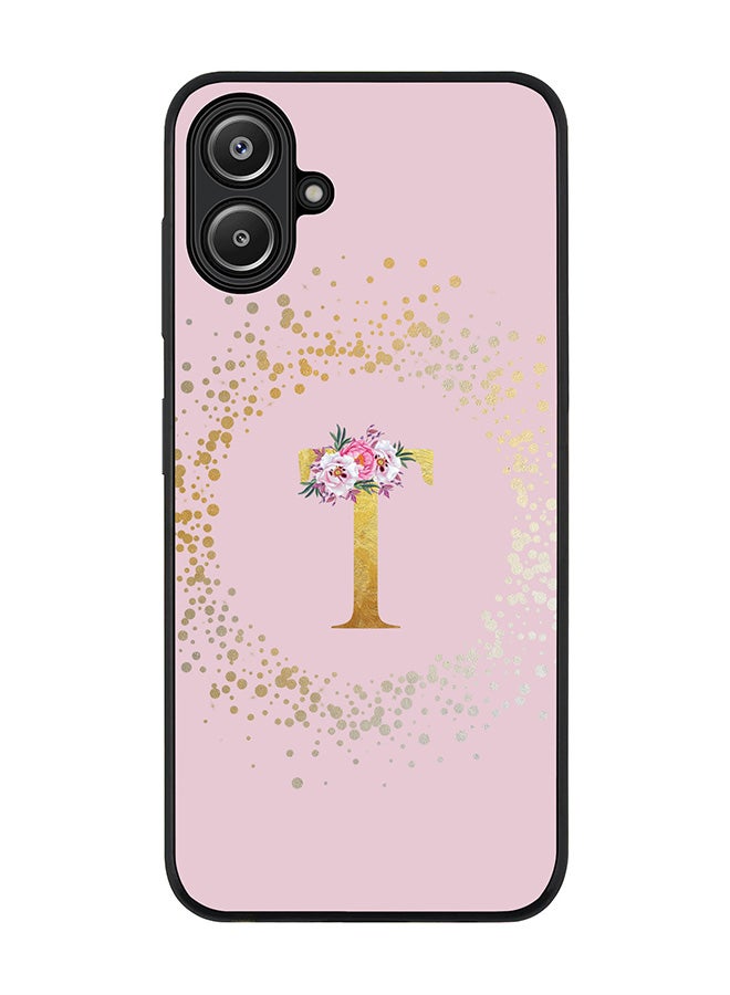 Stylizedd For Samsung Galaxy A06 Case,Slim fit Camera Protection, Shockproof Thin Phone cover - Custom Monogram Floral - T (Pink ) - Image 1