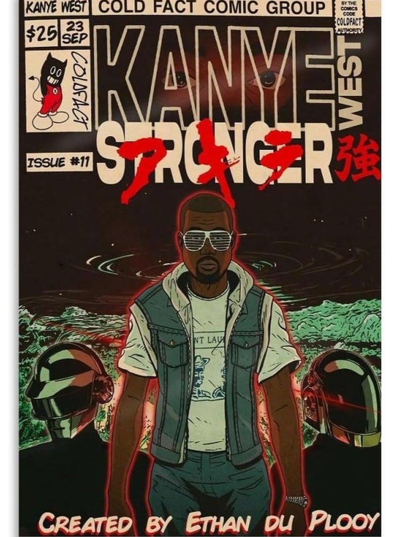 Today Idea Kanye West Comic Music Poster for Room Aesthetic Canvas Wall Art Bedroom, Living Room (Unframe 06, 16x24 inch) - Image 1
