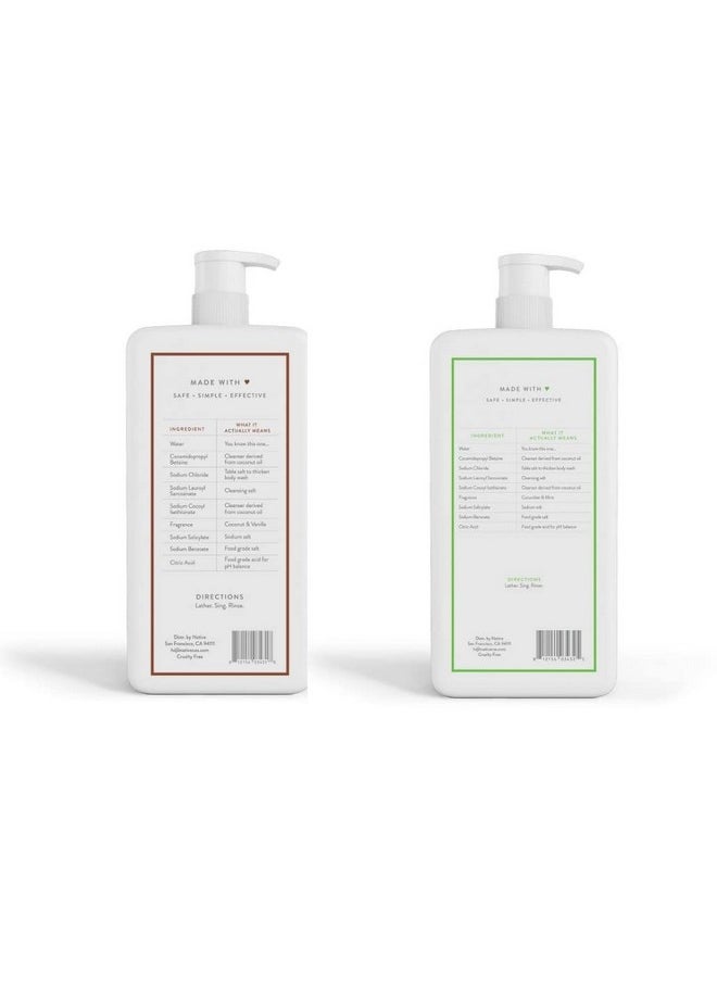 native Native Body Wash | Coconut & Vanilla, Cucumber & Mint - 36 oz bottle with pump - Pack of 2  - Image 2