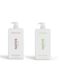native Native Body Wash | Coconut & Vanilla, Cucumber & Mint - 36 oz bottle with pump - Pack of 2  - Image 1
