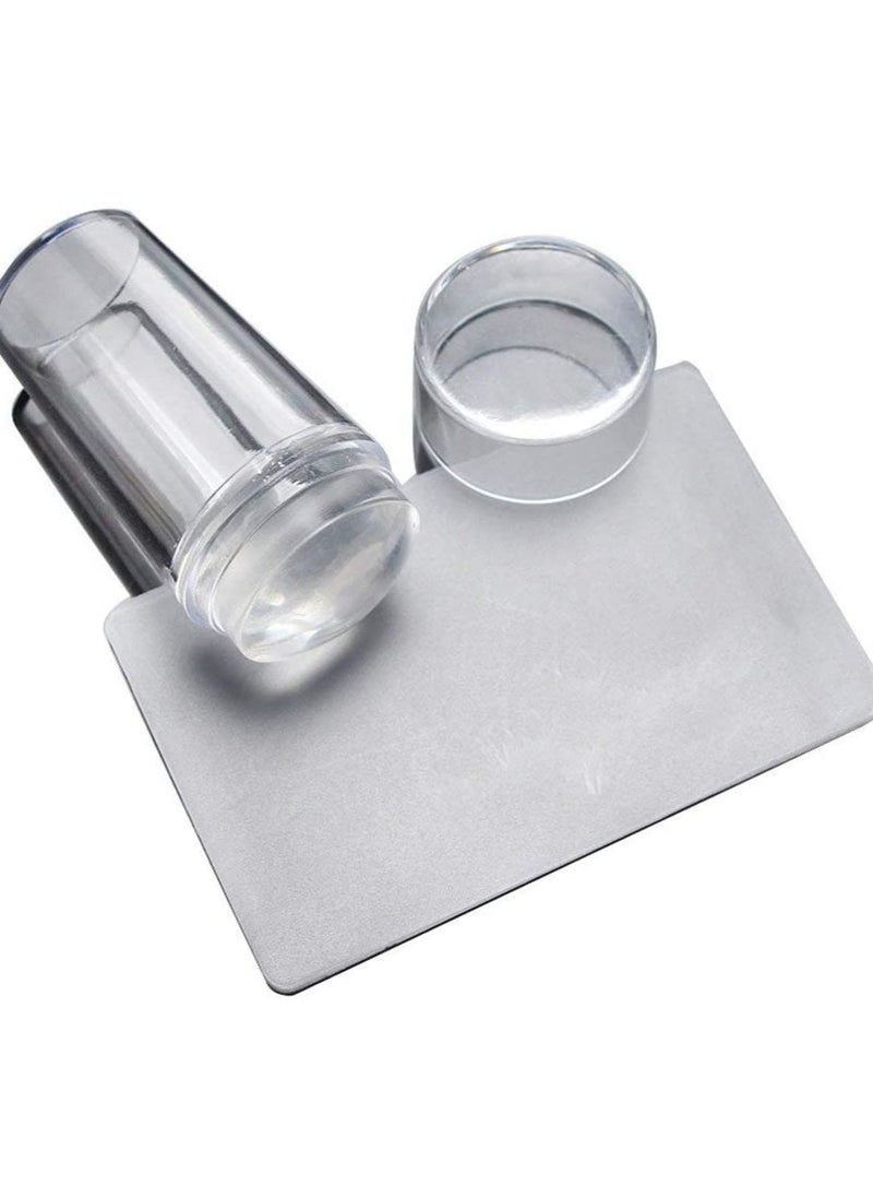 ORiTi Clear Silicone Nail Art Stamping Stamper with Cap Scraper Manicure Tools  - Image 1