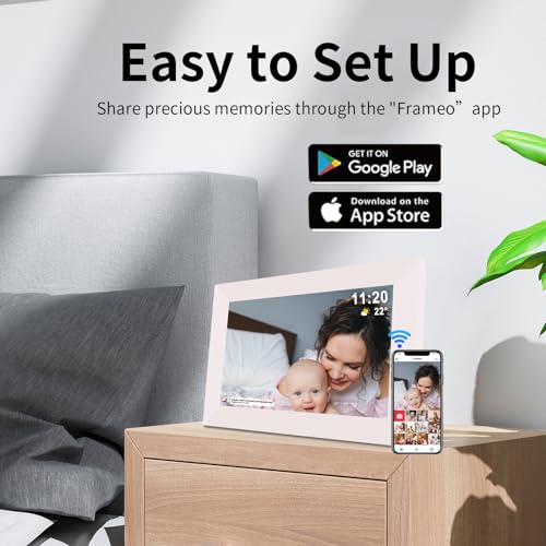 ybest Frameo 10.1" Digital Picture Frame White, Smart WiFi Digital Photo Frame with IPS Touch Screen, 1280x800 HD Display, 32GB Auto-Rotate Wall Mountable, SD/USB Slot, Instant Sharing via Frameo App - Image 4