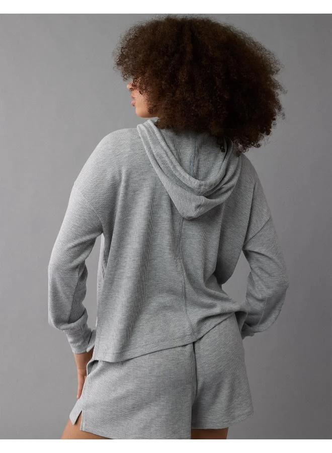 American Eagle Oversized Waffle Drawstring Hoodie