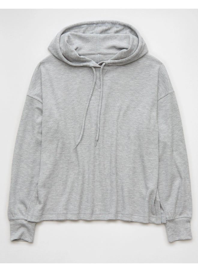 American Eagle - Oversized Waffle Drawstring Hoodie - Image 1