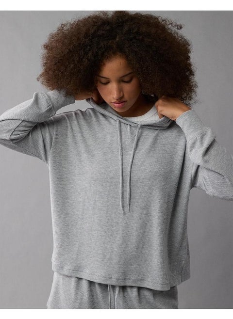 Oversized Waffle Drawstring Hoodie