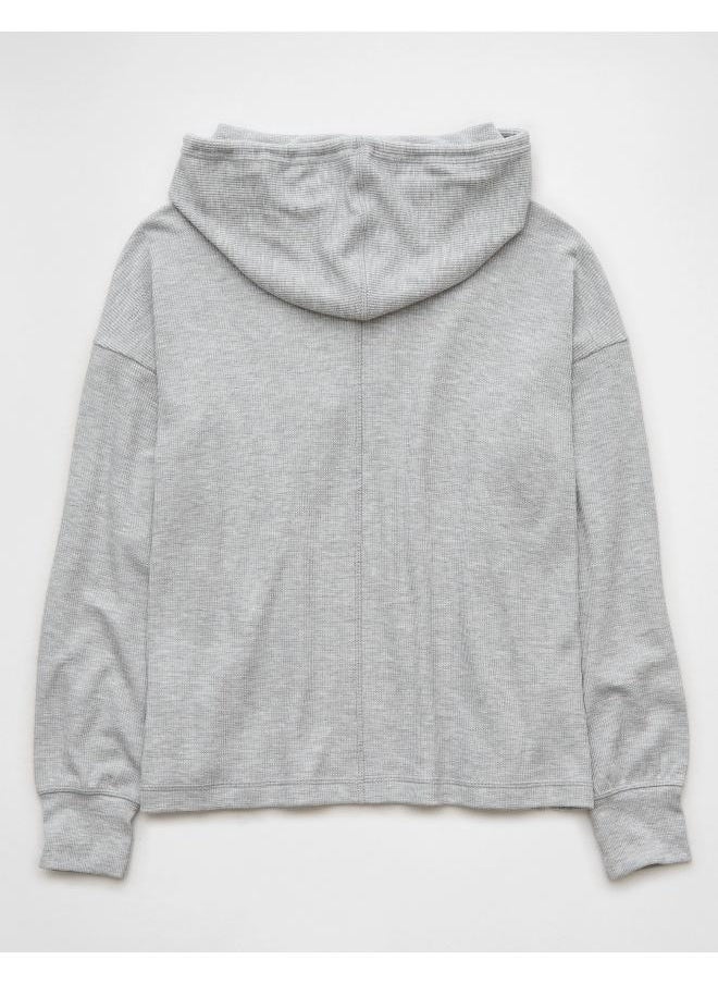 American Eagle - Oversized Waffle Drawstring Hoodie - Image 1