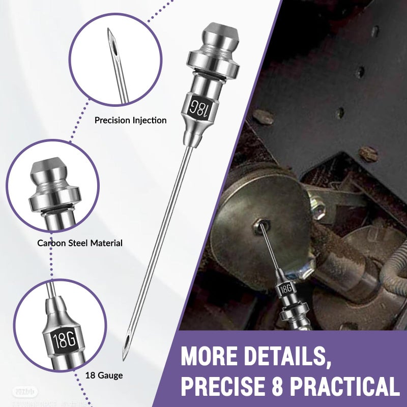 GATTLELIC Grease Gun Accessory Kit,includes Grease Needle Dispenser, 2pcs Grease Needle Nozzles, 90 Degree Grease Coupler Adapter with Sleeves, Grease Gun Coupler, 12 Inch Grease-Gun-Hose, Zerk Fitting Cleaner - Image 2