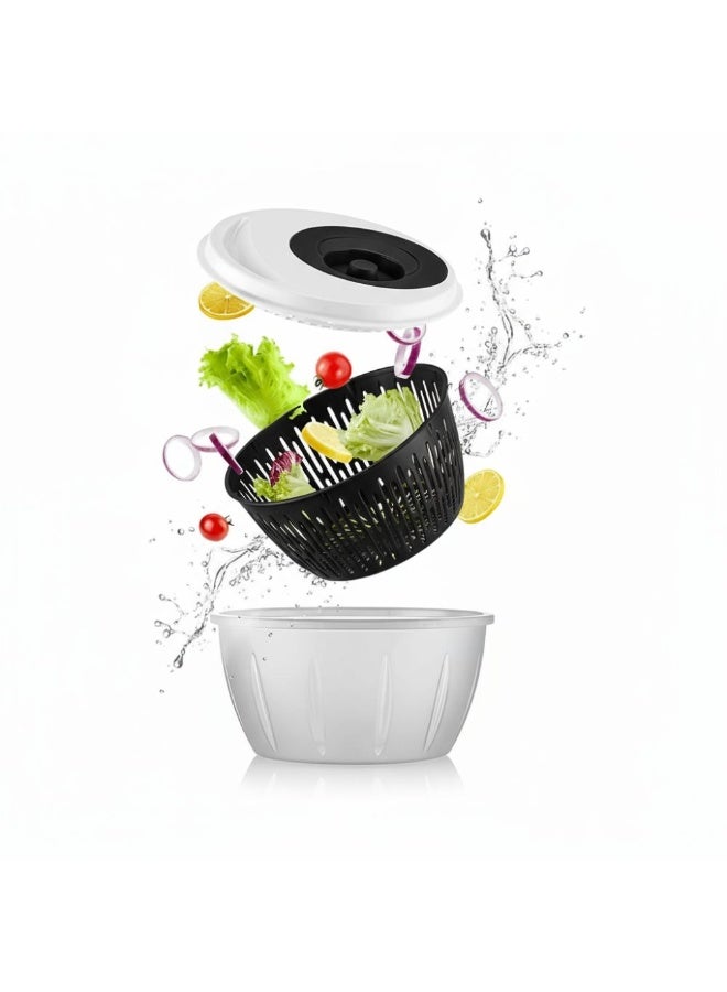 تيتيز مجفف ومجفف للسلطة مع وعاء مصفاة ومقبض سهل الدوران من البلاستيك الخالي من مادة BPA لإزالة الماء بسرعة وقاعدة غير قابلة للانزلاق وآمنة للاستخدام في غسالة الأطباق سعة 4.5 لتر باللون الأسود - Image 3