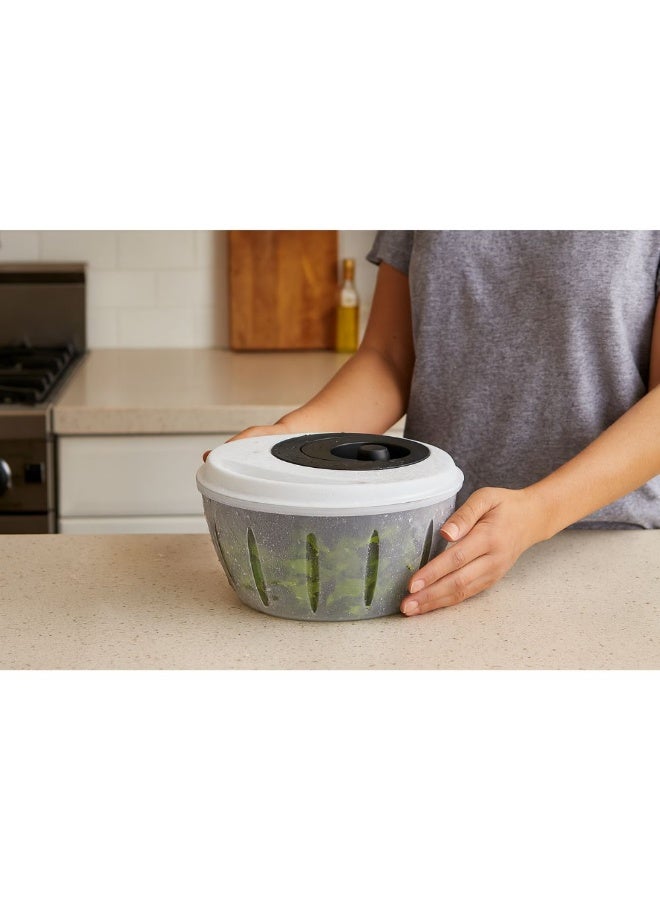 تيتيز مجفف ومجفف للسلطة مع وعاء مصفاة ومقبض سهل الدوران من البلاستيك الخالي من مادة BPA لإزالة الماء بسرعة وقاعدة غير قابلة للانزلاق وآمنة للاستخدام في غسالة الأطباق سعة 4.5 لتر باللون الأسود - Image 4