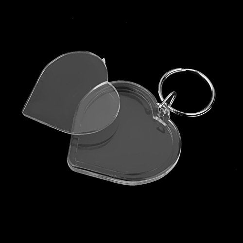 luzen 10 Pcs Transparent Clear Acrylic Blank DIY Photo Picture Frame Key Chains Key Ring Keychain, Heart Shape - Image 2