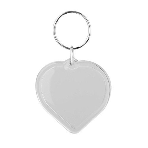 luzen 10 Pcs Transparent Clear Acrylic Blank DIY Photo Picture Frame Key Chains Key Ring Keychain, Heart Shape - Image 3
