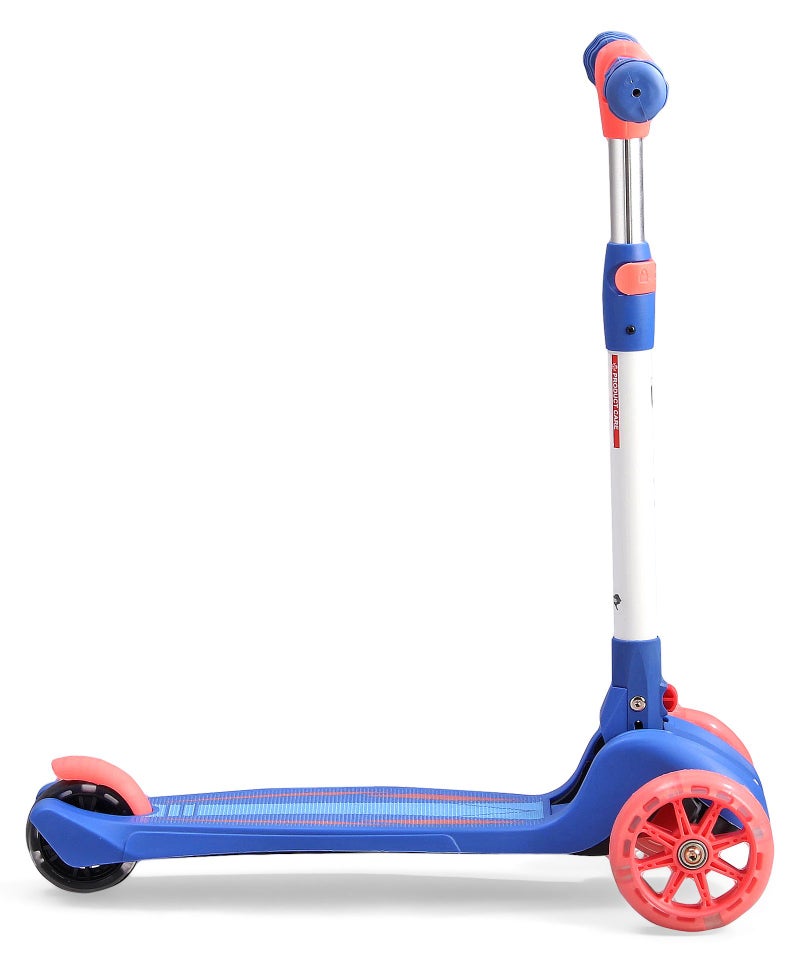 PlayNation Play Nation Premium Blaze Storm Foldable Kids Skate Scooter With Wide Standing Deck, 3-level Adjustable Handlebar, Foldable Design, Puncture-proof Wheels, 3 Years+, 56 x 24.5 x 70 cm - Blue - Image 4