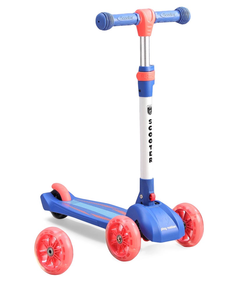 PlayNation Play Nation Premium Blaze Storm Foldable Kids Skate Scooter With Wide Standing Deck, 3-level Adjustable Handlebar, Foldable Design, Puncture-proof Wheels, 3 Years+, 56 x 24.5 x 70 cm - Blue - Image 2