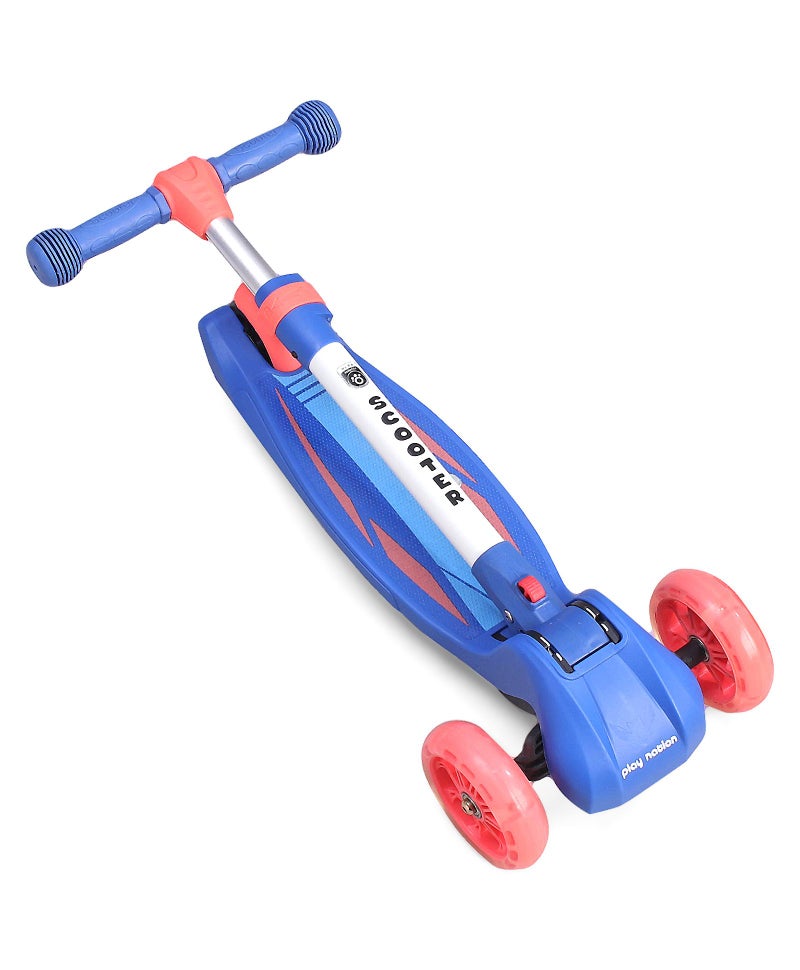 PlayNation Play Nation Premium Blaze Storm Foldable Kids Skate Scooter With Wide Standing Deck, 3-level Adjustable Handlebar, Foldable Design, Puncture-proof Wheels, 3 Years+, 56 x 24.5 x 70 cm - Blue - Image 5