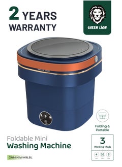 GREEN LION Foldable Mini Washing Machine 9L / Compact Size / Low Noise Wash / Easy to Use /Drain Function/ Portable Washing Machine - Blue  - Image 1