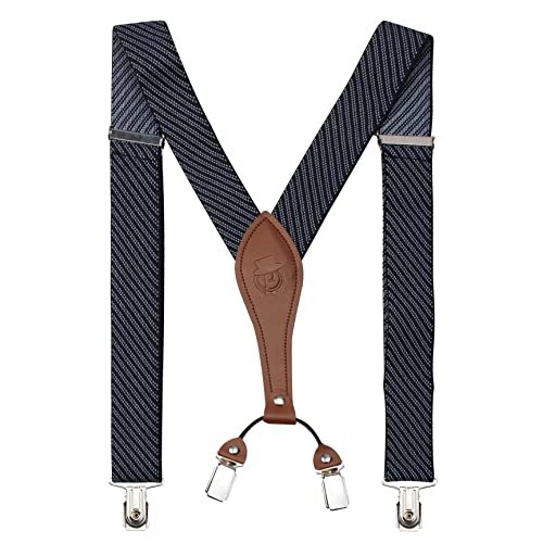 Peluche Eloquent Striped Blue 4 Clips Suspender (3.5cm width) - Image 1