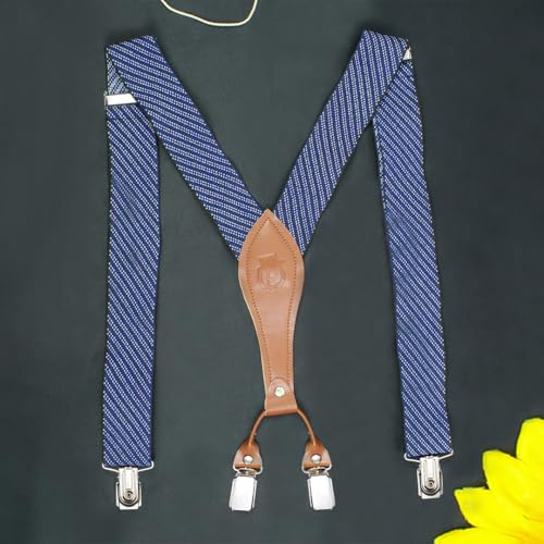 Peluche Eloquent Striped Blue 4 Clips Suspender (3.5cm width) - Image 2