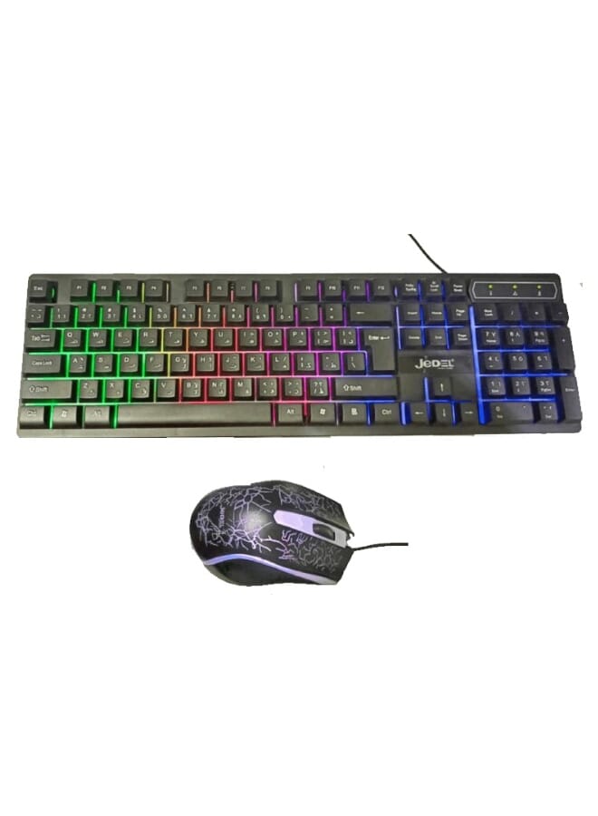 Jedel Keyboard Mouse Combo K590+ EN/AR Wired Gaming RGB
