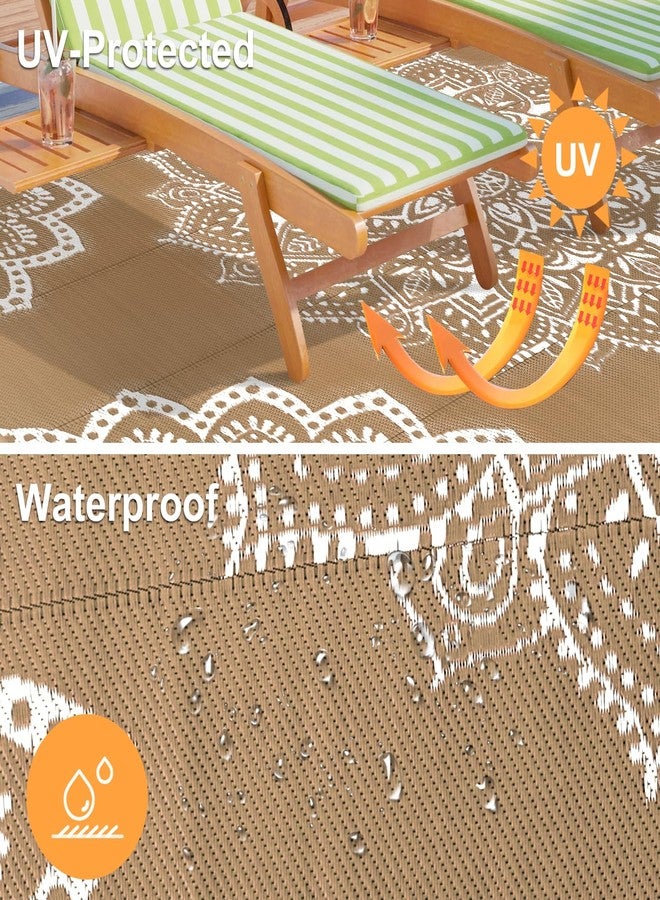 Yamaziot Waterproof Outdoor Rug 5x8 ft, Reversible Plastic Straw Rug for Patio Clearance, Camping, RV Mat, Large Outside Rug Carpet for Porch, Deck, Backyard, Balcony, Picnic (Brown) - Image 4
