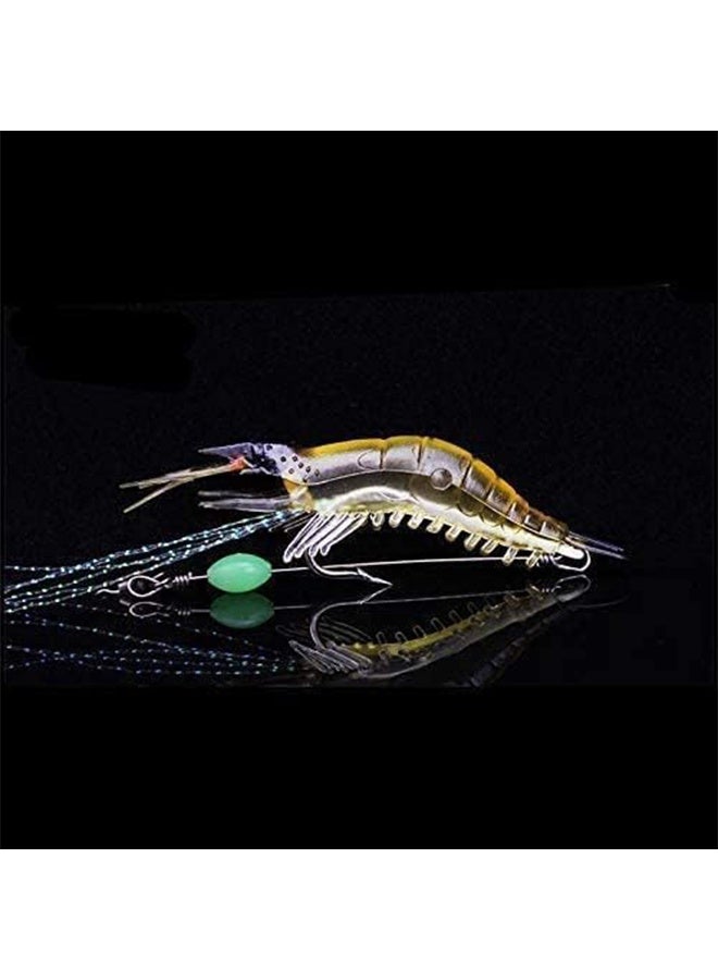 واي جيه مجموعة طُعم صيد مكونة من 5 قطع، حشرات ناعمة مضيئة على شكل روبيان، مجموعة طُعم روبيان بخطافات حادة، عدة صيد للسمك في المياه العذبة والمالحة مثل الباس والتراوت والقرموط - Image 5