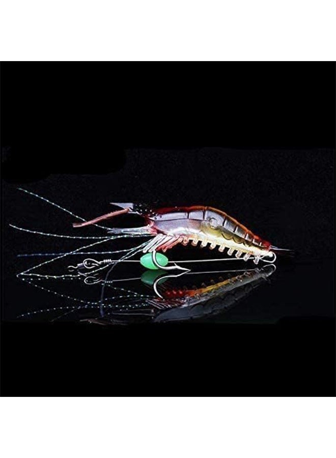 واي جيه مجموعة طُعم صيد مكونة من 5 قطع، حشرات ناعمة مضيئة على شكل روبيان، مجموعة طُعم روبيان بخطافات حادة، عدة صيد للسمك في المياه العذبة والمالحة مثل الباس والتراوت والقرموط - Image 3