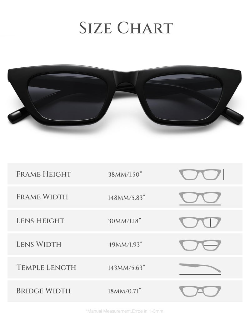 Fozono Narrow Square Cat Eye Sunglasses for Women | Retro Vintage-Chic UV400 Protection Driving shades, Petite-Friendly for Beach, Vacations & Daily Wear - Image 5