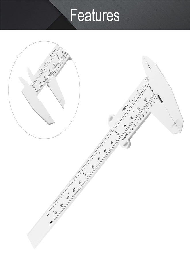 Utoolmart Plastic Vernier Caliper, 150mm Mini Vernier Eyebrow Ruler, Double Scale Plastic Microblading Holder Manual Tool, for Eyebrow Stencil Makeup, Jewelry Measuring, White - Image 3