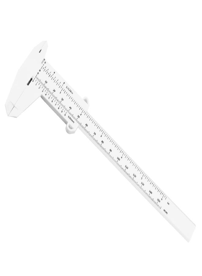Utoolmart Plastic Vernier Caliper, 150mm Mini Vernier Eyebrow Ruler, Double Scale Plastic Microblading Holder Manual Tool, for Eyebrow Stencil Makeup, Jewelry Measuring, White - Image 1