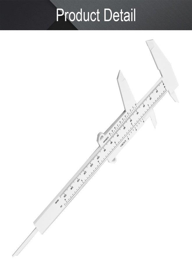 Utoolmart Plastic Vernier Caliper, 150mm Mini Vernier Eyebrow Ruler, Double Scale Plastic Microblading Holder Manual Tool, for Eyebrow Stencil Makeup, Jewelry Measuring, White - Image 4