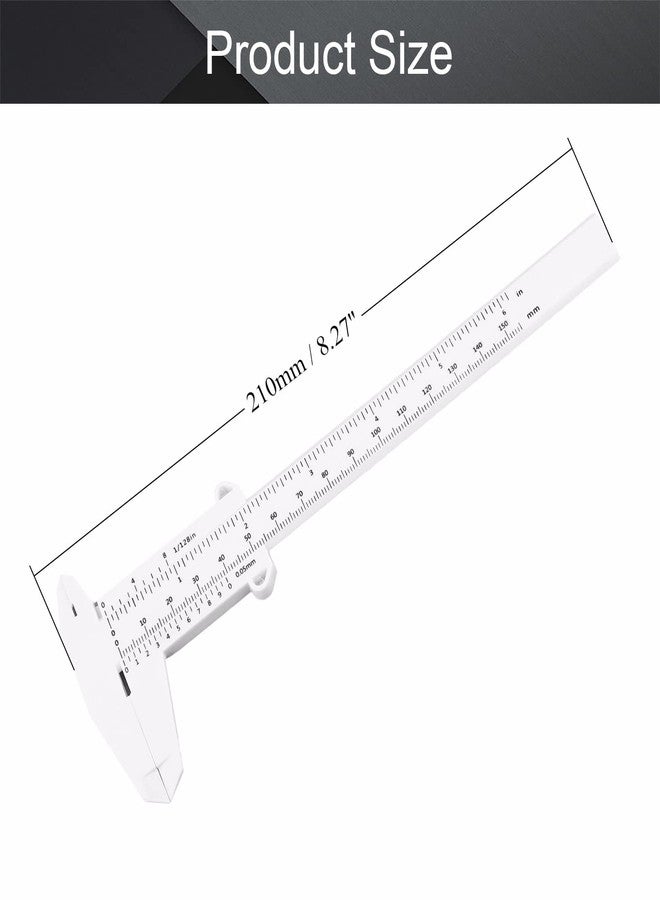 Utoolmart Plastic Vernier Caliper, 150mm Mini Vernier Eyebrow Ruler, Double Scale Plastic Microblading Holder Manual Tool, for Eyebrow Stencil Makeup, Jewelry Measuring, White - Image 2