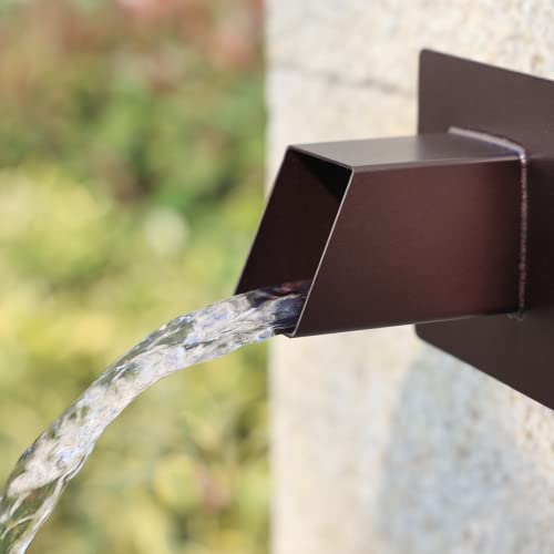 PONDO 2 Square Water Fountain Spout Scupper 316 Stainless Steel Spillway wConstruction Spray Baffle for Pools Ponds Water Walls Fountains Brown