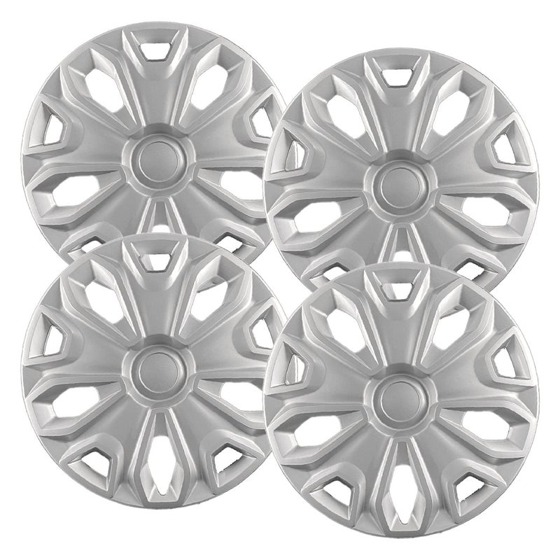 Premium Quality 16 inch Silver Hubcaps fits 2015 2016 2017 2018 2019 2020 2021 2022 2023 Ford Transit Van Heavy Duty Solid Clip Construction Set of 4 7068AMS4