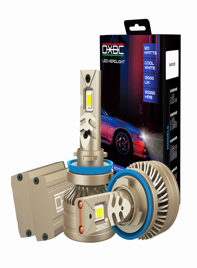 DXB-C Midnight H11/H8/H9 LED Car Headlight Bulbs, 160W 12000LM 300% Extremely Bright Light, 6500K Cool White LED Bulb for Low Beam and High Beam Headlights, Plug and Play, IP68 - Pack of 2 - Image 1