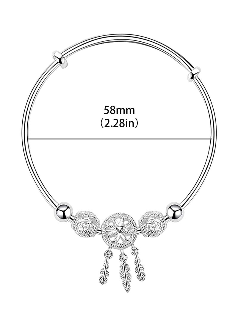 SYOSI - Silver Dream Catcher Tassel Feather Charm Bracelet Bangle Adjustable Mother's Day Jewelry Gift Birthday C hristmas Gifts for Women Mom Wife Girls - Image 1