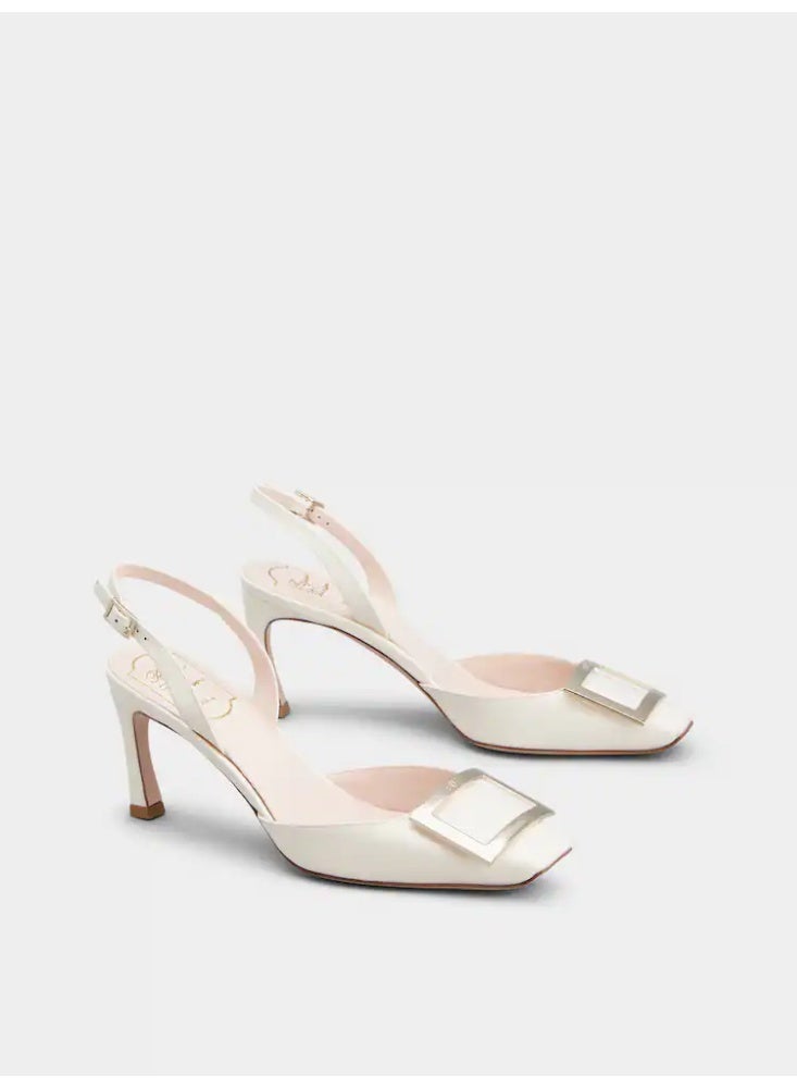 ROGER حذاء بكعب عالٍ مفتوح من الخلف من تصميم روجر فيفييه، صندل نسائي بكعب - أوف وايت - Image 1