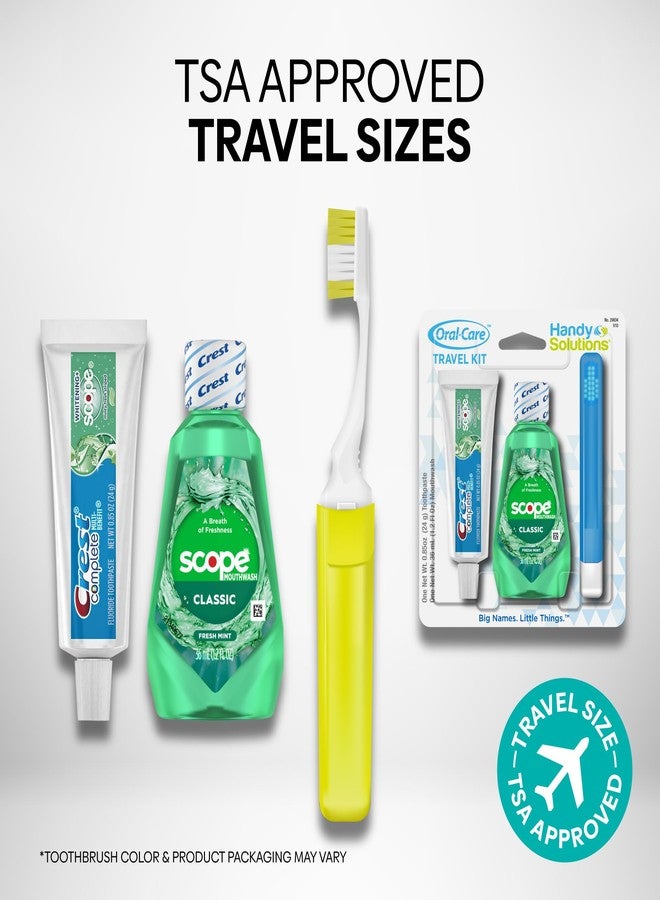 Handy Solutions Oral Care 3-Piece Travel Size Set w/Mouthwash, Toothpaste, & Folding Toothbrush (Pack of 6), TSA Approved - Image 3