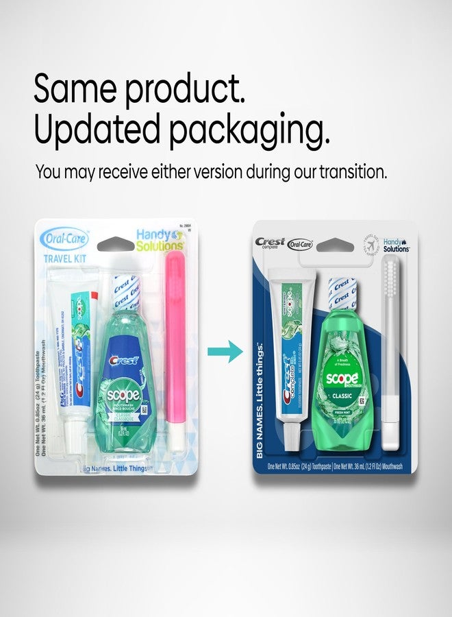 Handy Solutions Oral Care 3-Piece Travel Size Set w/Mouthwash, Toothpaste, & Folding Toothbrush (Pack of 6), TSA Approved - Image 2