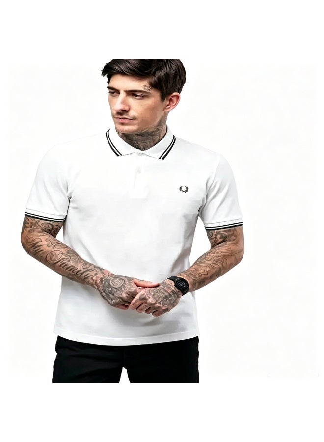فريد بيري بولر رجالي موديل ضيق (Slim Fit) - قميص بولو بكمام قصير للعمل والاسترخاء - Image 1