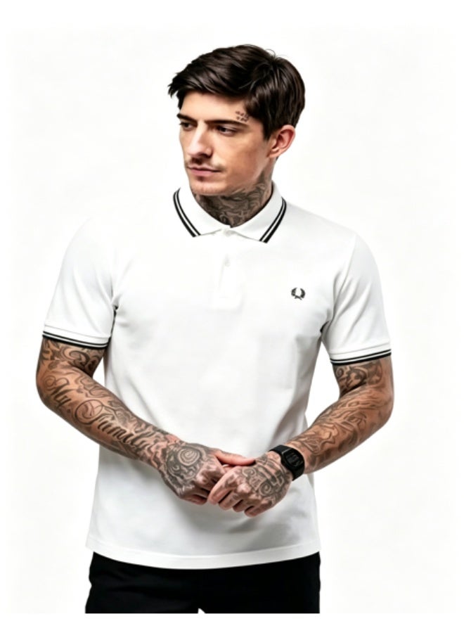 فريد بيري بولر رجالي موديل ضيق (Slim Fit) - قميص بولو بكمام قصير للعمل والاسترخاء - Image 1