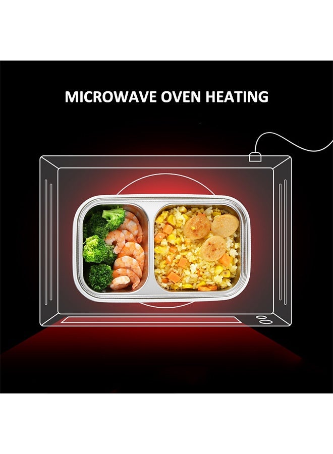 فوغماكس صندوق الغداء المصنوع من الفولاذ المقاوم للصدأ -الحاويات متعددة الوظائف بصندوق البينتو العازل للماء مع حجيرتين ومجموعة أدوات المائدة للأطفال والبالغين -حاوية الغداء المقاومة للتسرب مع كيس عازل للنايلون -(رمادي) - Image 3