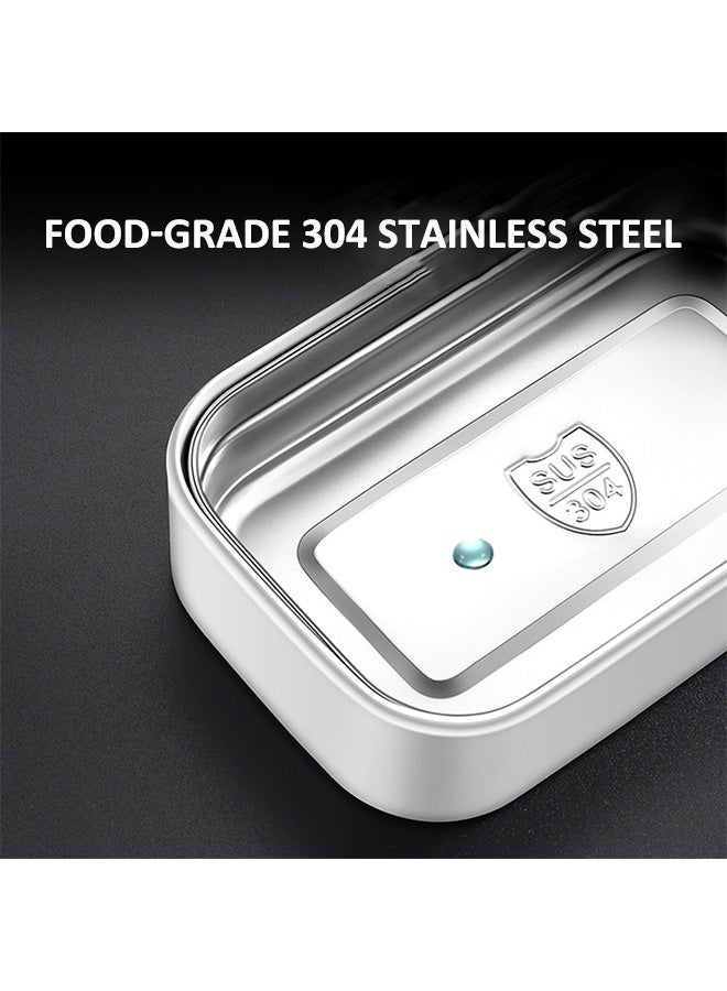 فوغماكس صندوق الغداء المصنوع من الفولاذ المقاوم للصدأ -الحاويات متعددة الوظائف بصندوق البينتو العازل للماء مع حجيرتين ومجموعة أدوات المائدة للأطفال والبالغين -حاوية الغداء المقاومة للتسرب مع كيس عازل للنايلون -(رمادي) - Image 4