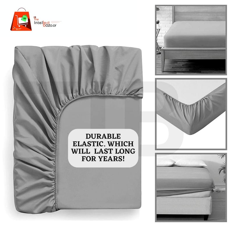 TIB Glace Cotton Elastic Fitted Bedsheets King Size | Bedsheet for Double Bed with 2 Pillow Covers (72” x 78” or 182 x 198 cm) Cream-Leaves - Image 3