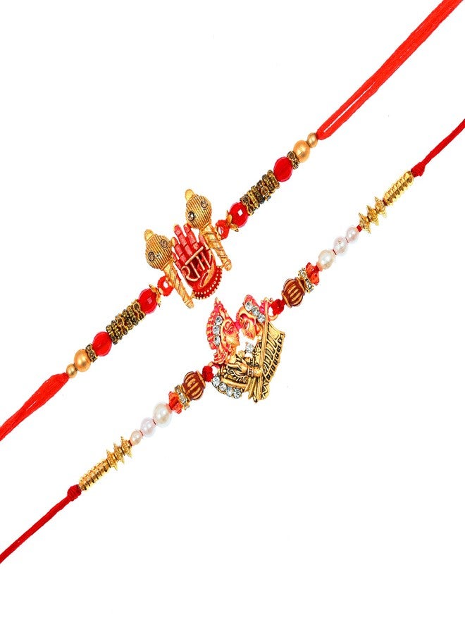 PrideKraft | Ram Sita Rakhi Set For Brother Bhai Sister Family | Lord Religious Rakhi | Pack Of 2 Rakhi | Roli Rice Pack | 1 Greeting Card, Multi - Image 1