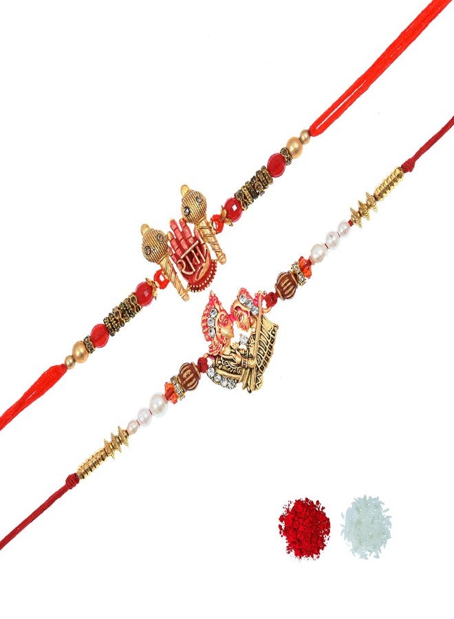 PrideKraft | Ram Sita Rakhi Set For Brother Bhai Sister Family | Lord Religious Rakhi | Pack Of 2 Rakhi | Roli Rice Pack | 1 Greeting Card, Multi - Image 2