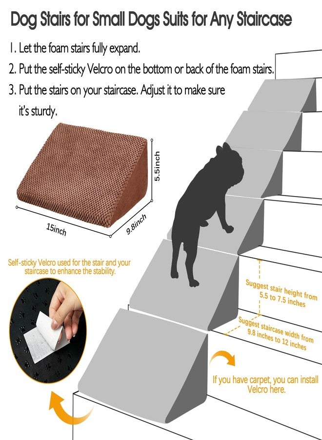 INRLKIT Dog Ramp for Stairs Suits for Small Dogs Cats, Pet Steps Stairs for Staircase Stairs with Anti-Slip Bottom and Self-Sticky Pads to Fix Suitable for Dogs Cats Grey(3Pcs, Brown) - Image 3