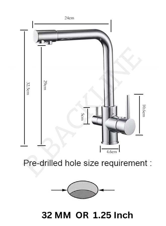 B Backline Brass Kitchen Mixer tap with RO Drinking Water Outlet | Double Lever Faucet for Kitchen Sink | Sink Tap with 360° Spout Rotation | Hot & Cold Kitchen Sink Faucet (Antique Matt) - Image 5