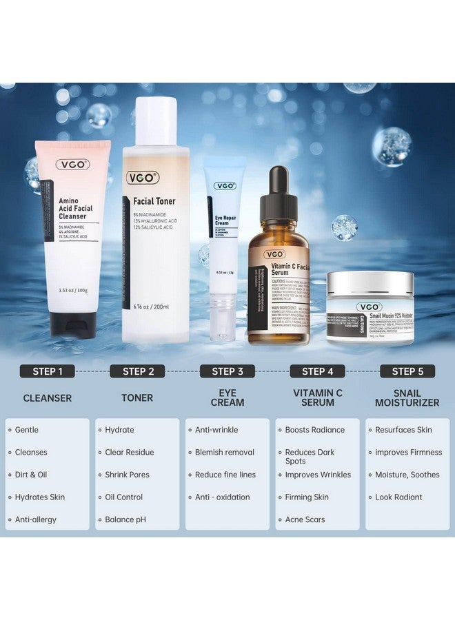 VGO VGO Skin Care Set, Anti-Aging Moisturizing Repairing Soothing Snail Mucin Facial Skin Care Routine Kit for Dry Sensitive Dull Skin, 13.58 Fl Oz  - Image 5