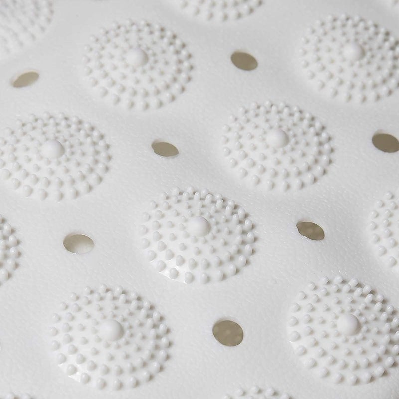 RichAxis Rectangular Anti Skid Bath Mat With Foot Scrubber For Bath Room Shower Bath Mat With Suction Cups & Drain Holes Silicone Floor Mat For Kids & Adults (70 X 35, White) - Image 2