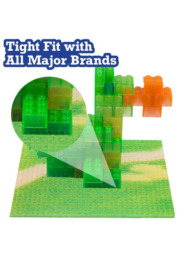 SCS Direct SCS Direct Brick Building Blocks 10x10 Large Baseplates - Grassy Field - 2 Pack - Dual Sided Base Plates Connect Top & Bottom for Better Builds - Works w Activity Tables, Tight fit Major Brick Brands  - Image 3